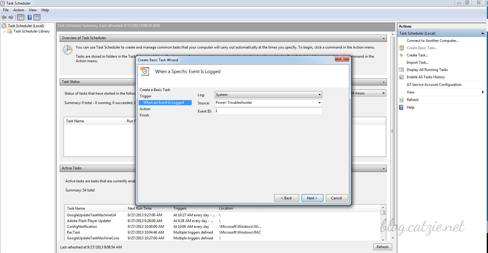 Task scheduler in Windows 7 for the batch file