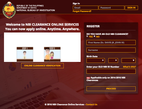 NBI Clearance online registration